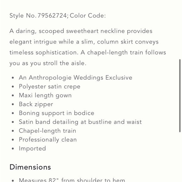 BHLDN Anthropologie Besa Brie Strapless Crepe Wedding Gown - Picture 6 of 7